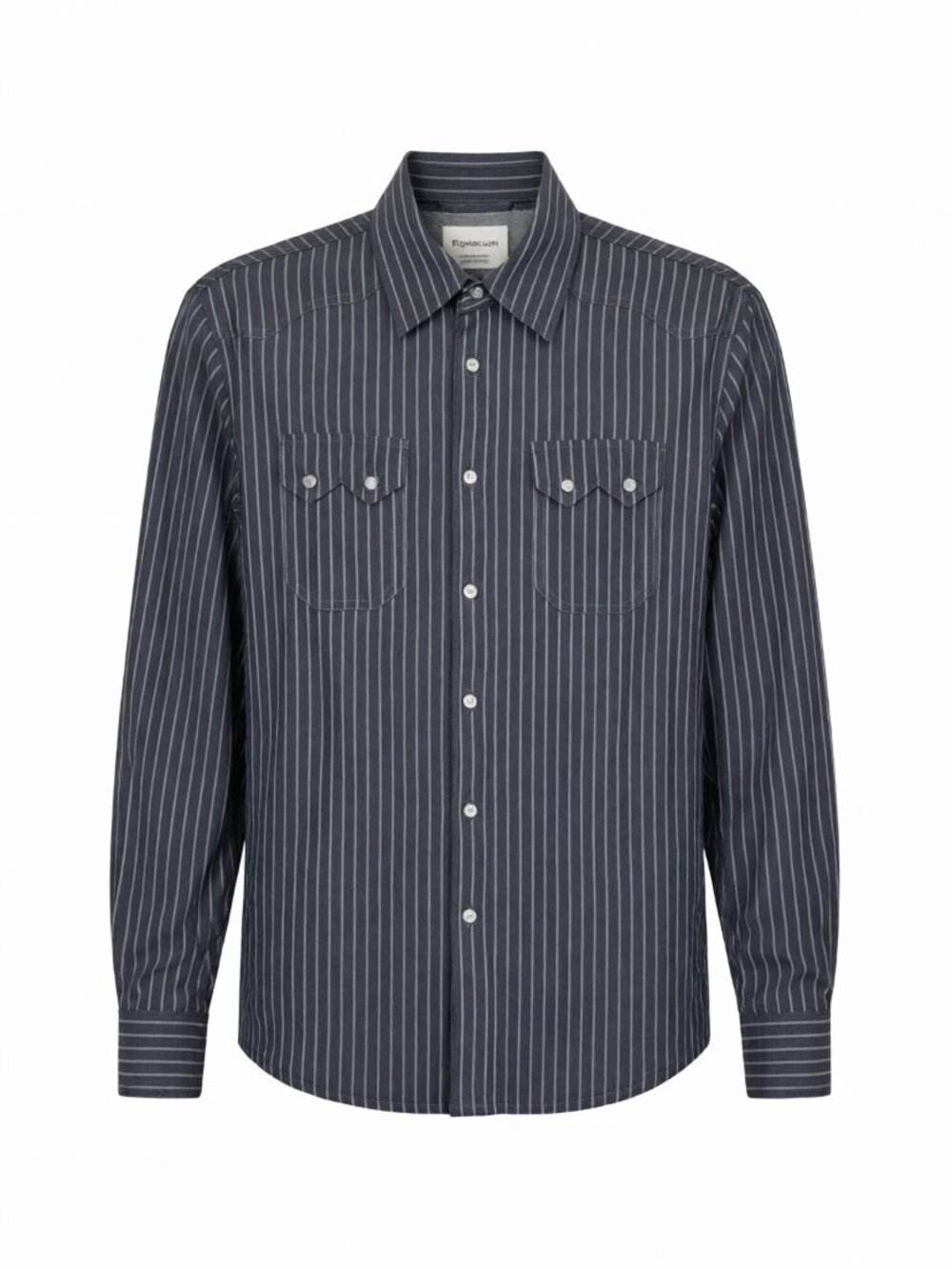 Jachs Men's Button-Down Shirt L Navy Striped Long Sleeve Cotton Collared